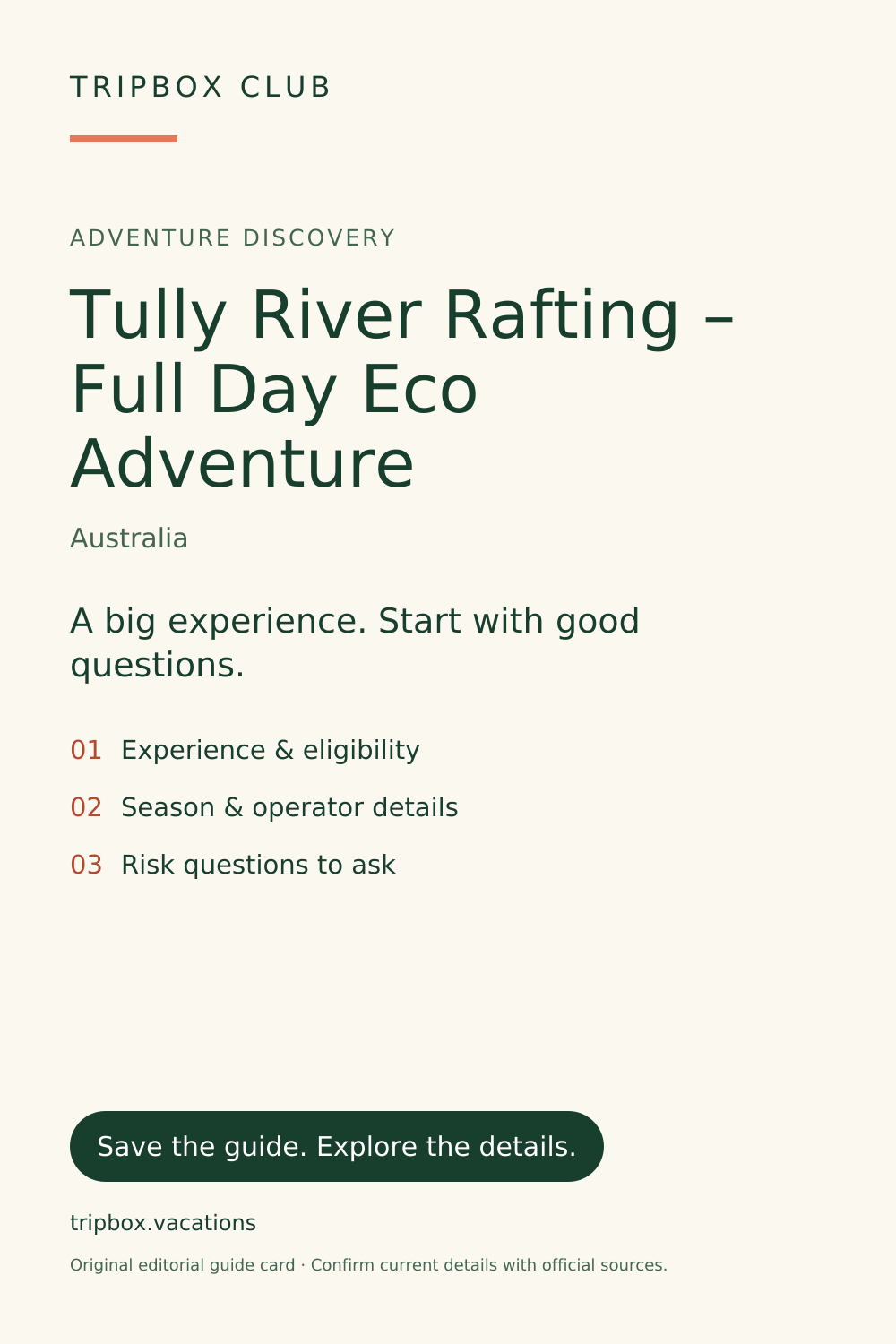 원본 TripBox 가이드 카드 — Tully River Rafting – 풀데이 에코 어드벤처