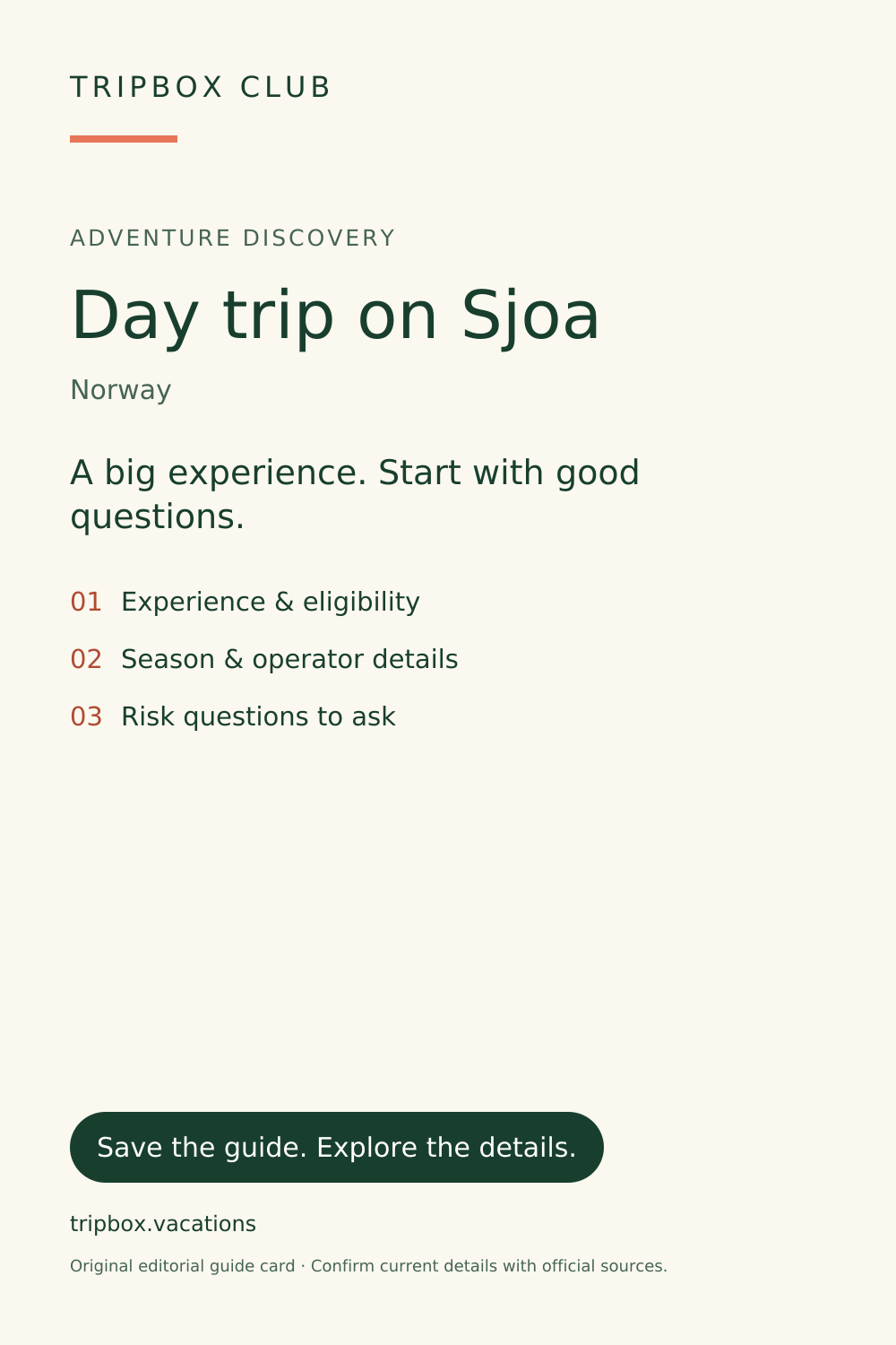 Original TripBox guide card — Day trip on Sjoa