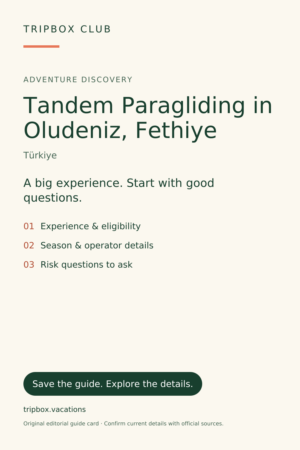Original-TripBox-Reiseführerkarte — Tandem‑Gleitschirmfliegen in Ölüdeniz, Fethiye