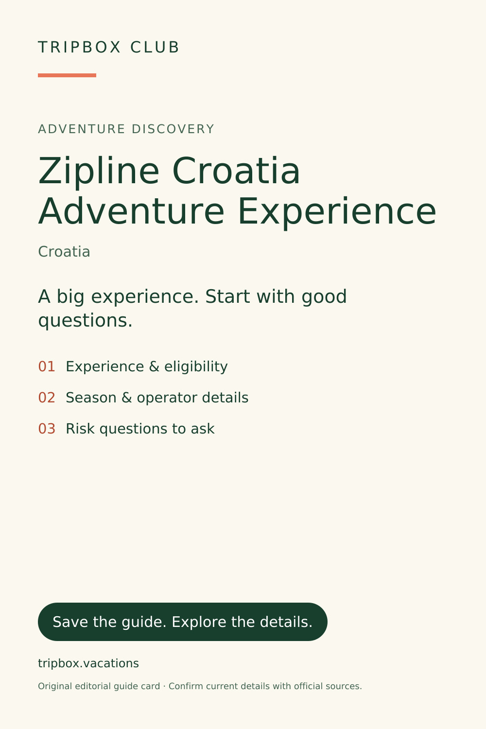 Tarjeta original de la guía de TripBox — Experiencia aventurera Zipline Croatia