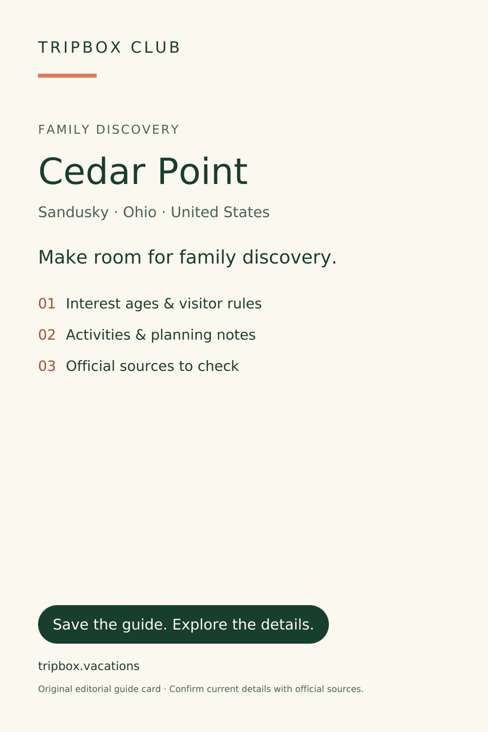 Carte du guide TripBox originale — Cedar Point