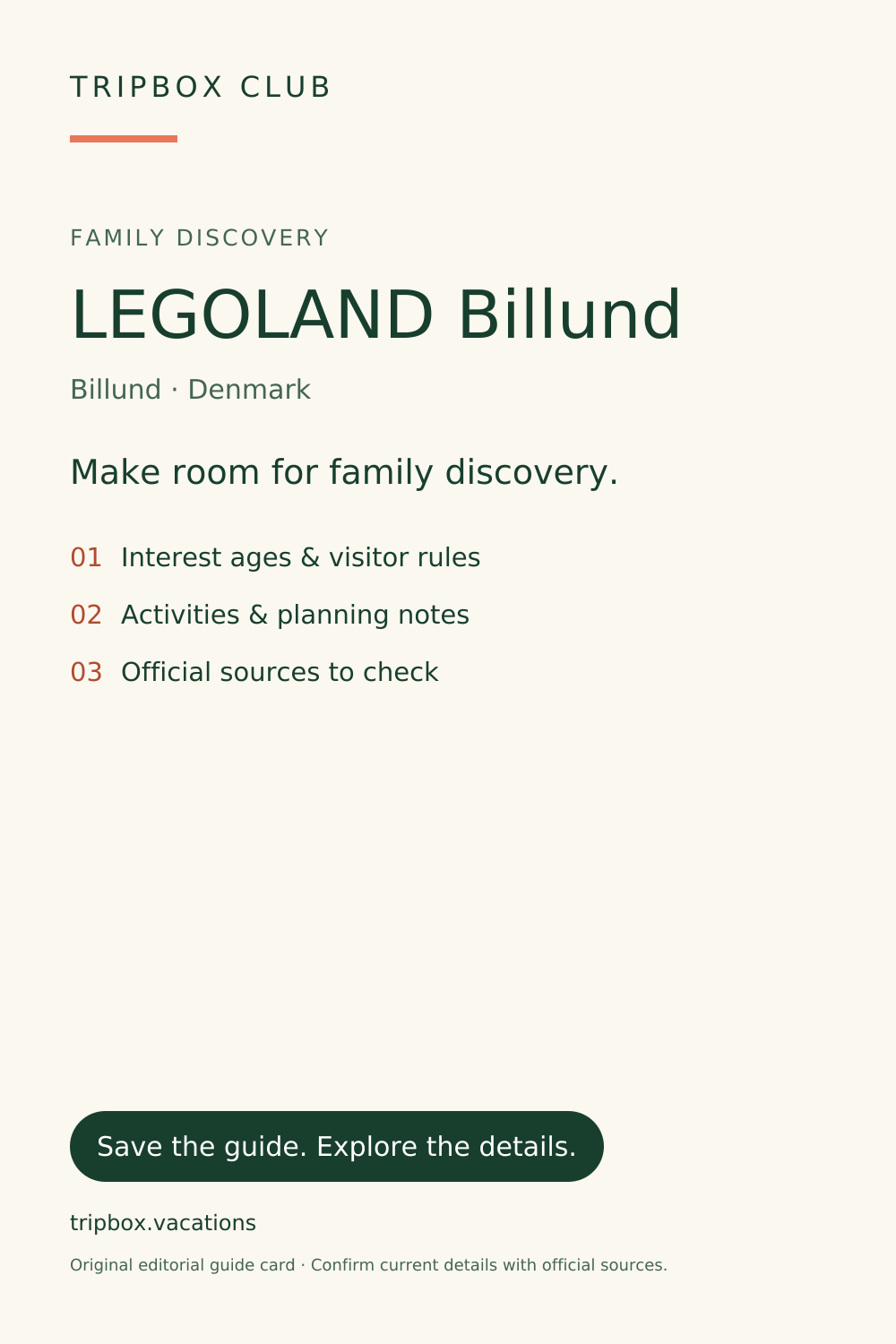 原始 TripBox 指南卡片 — 乐高乐园 比隆(LEGOLAND Billund)