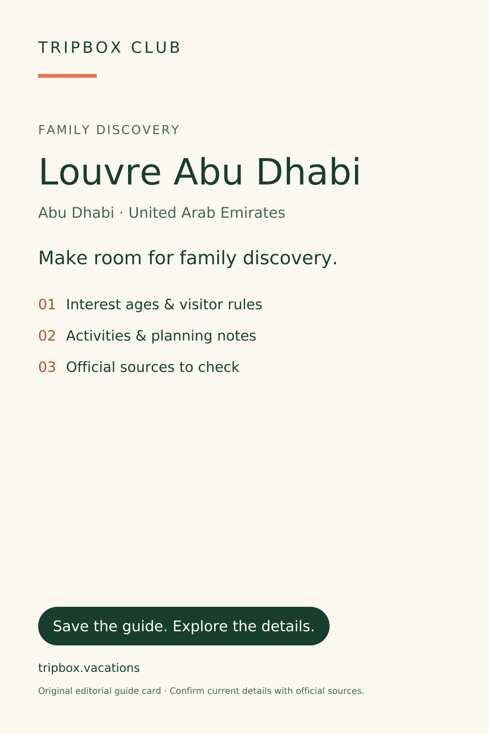 Original TripBox guide card — Louvre Abu Dhabi
