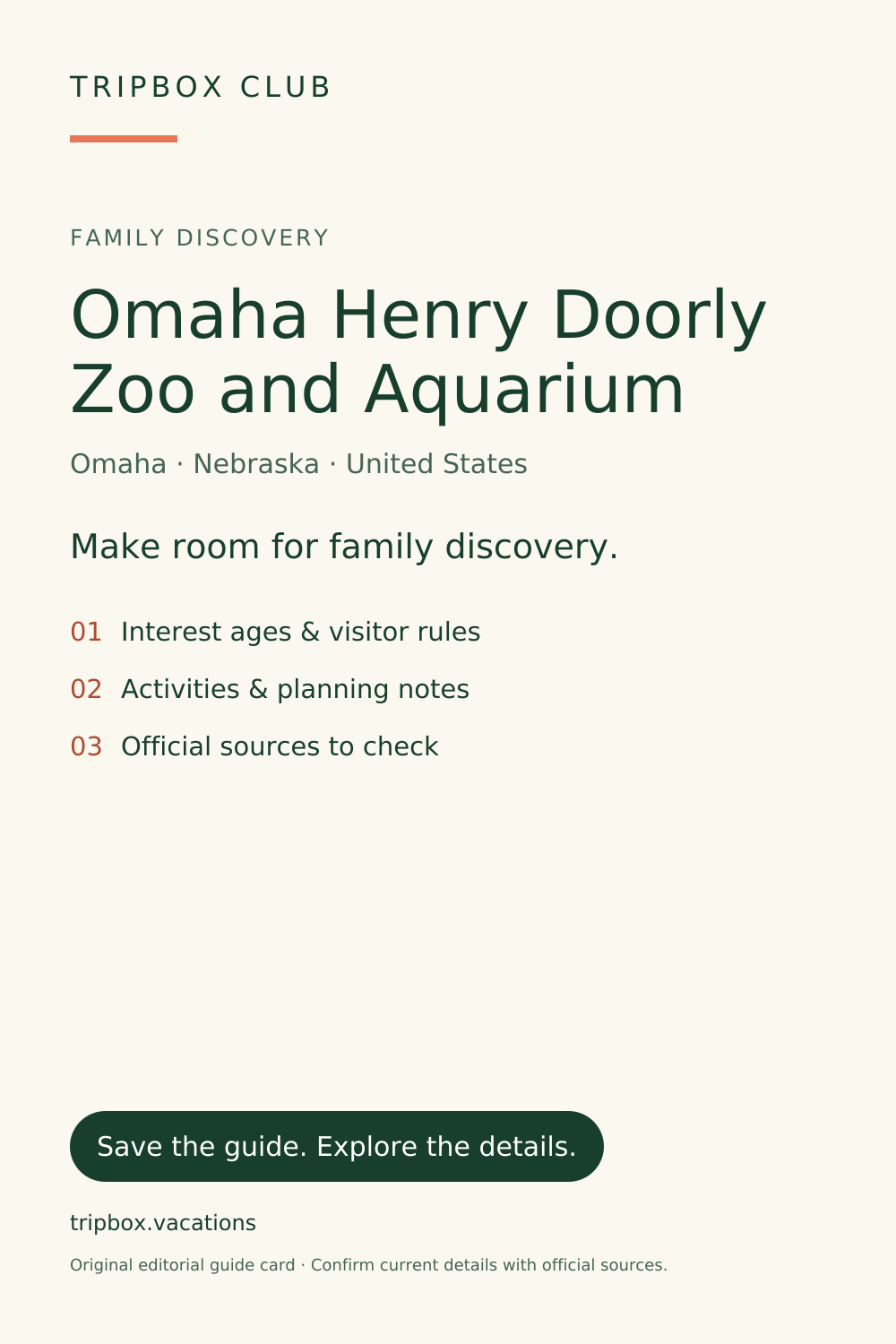 بطاقة دليل TripBox الأصلية — Omaha Henry Doorly Zoo and Aquarium