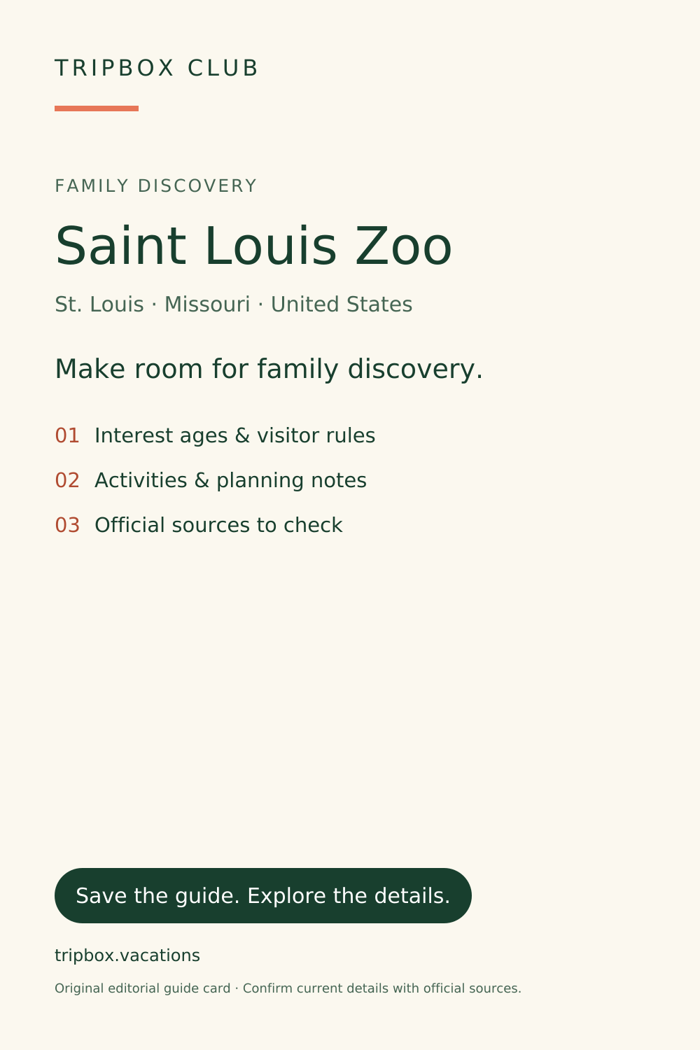 Tarjeta original de la guía de TripBox — Saint Louis Zoo