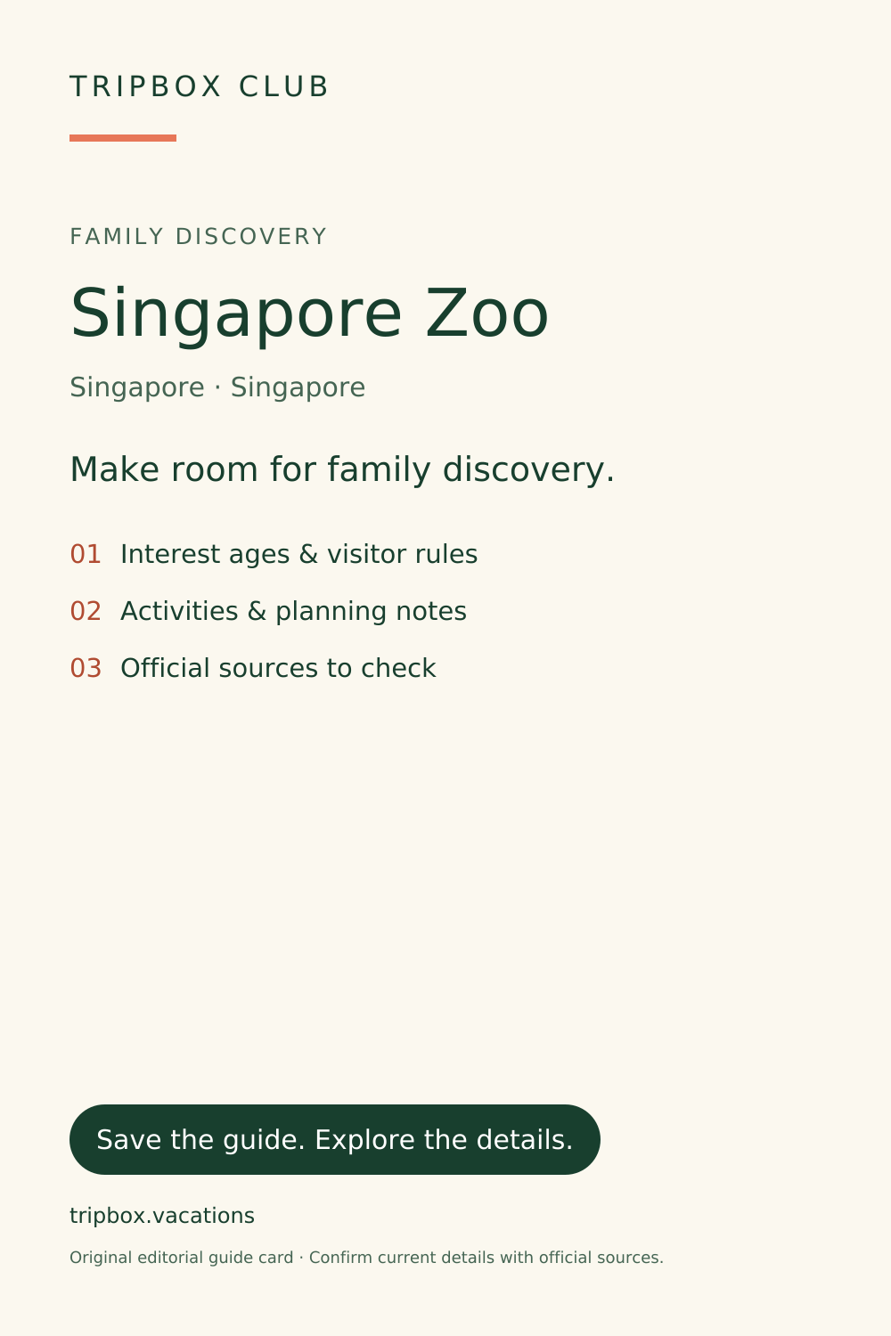 Original-TripBox-Reiseführerkarte — Singapore Zoo