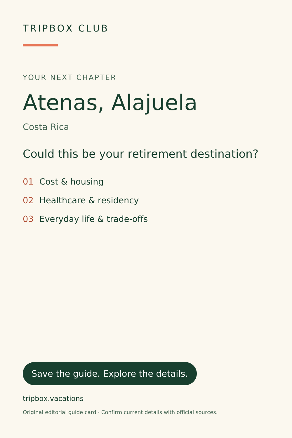 原始 TripBox 指南卡片 — Atenas,阿拉胡埃拉省