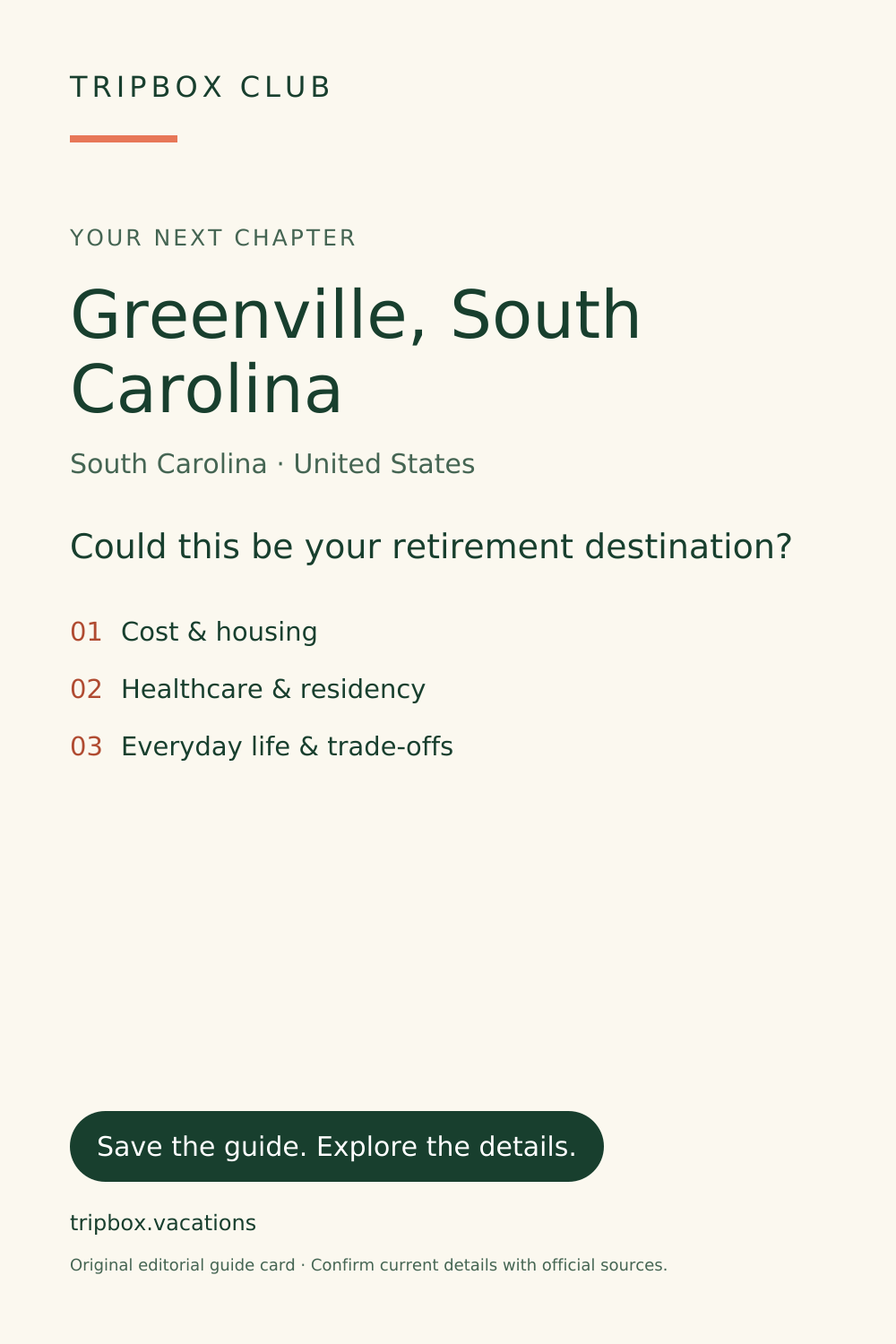 Original TripBox guide card — Greenville, South Carolina