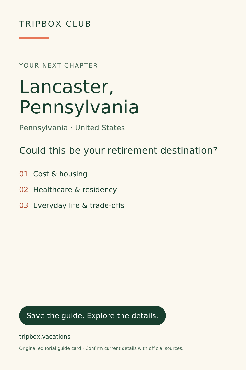 Original-TripBox-Reiseführerkarte — Lancaster, Pennsylvania