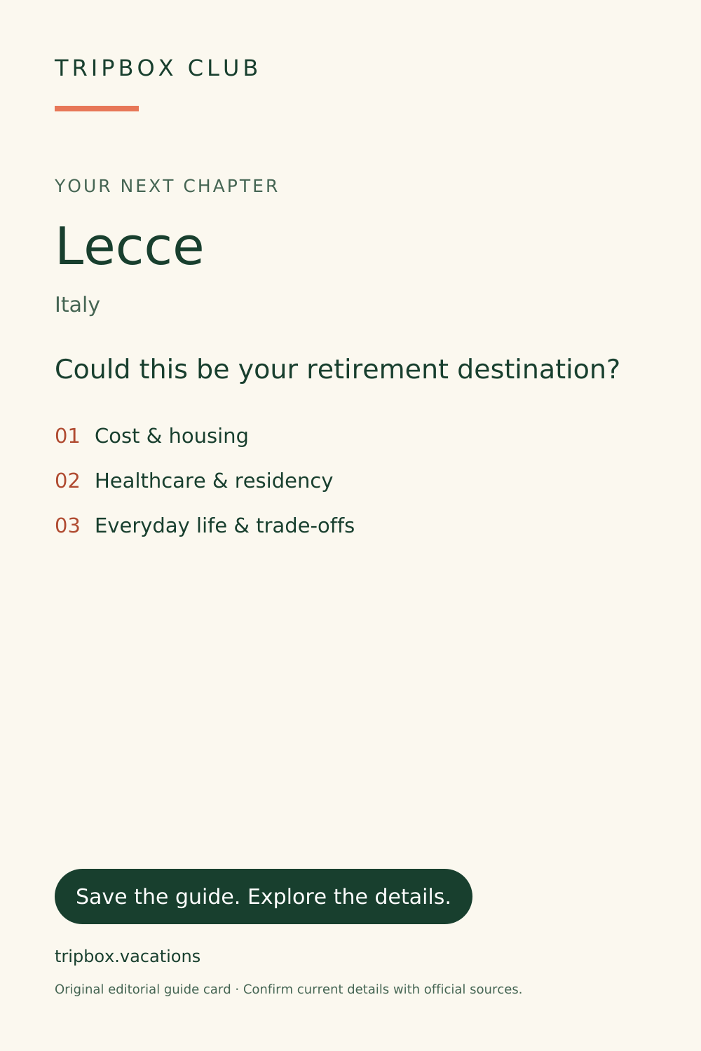 原始 TripBox 指南卡片 — 莱切(Lecce)