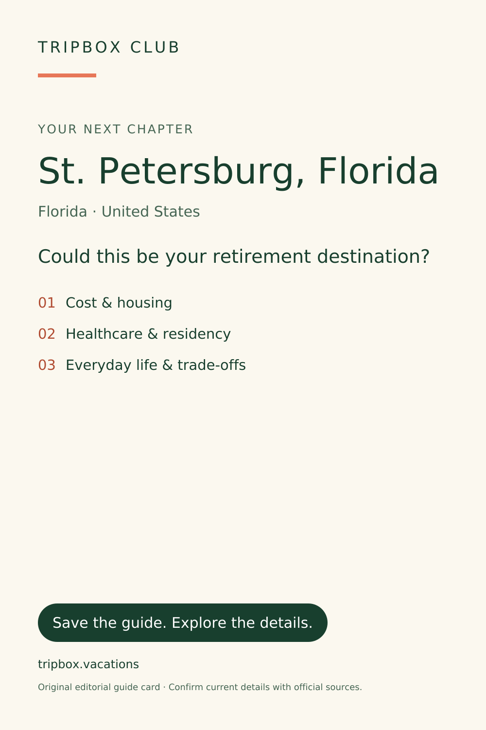 Original TripBox guide card — St. Petersburg, Florida